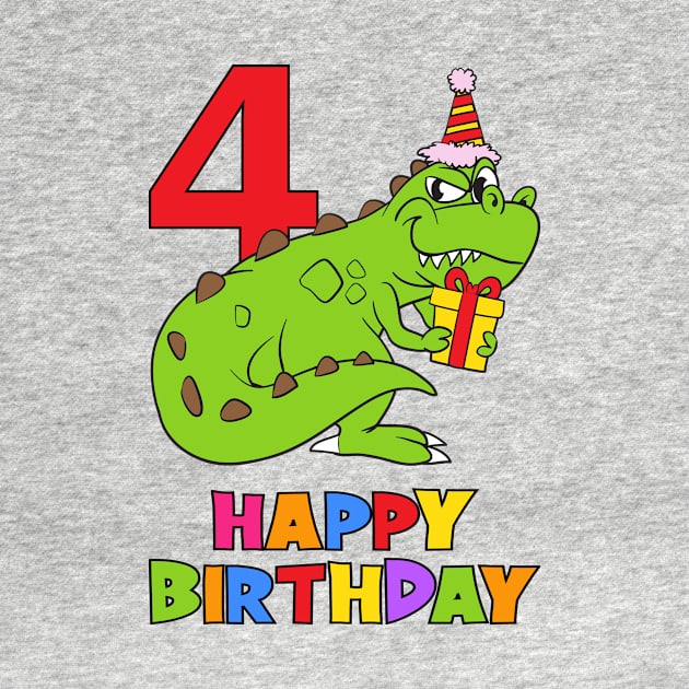 4th Birthday Party 4 Year Old Four Years by KidsBirthdayPartyShirts